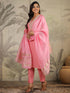 Pink Silk Blend Embroidered Straight Kurta Set